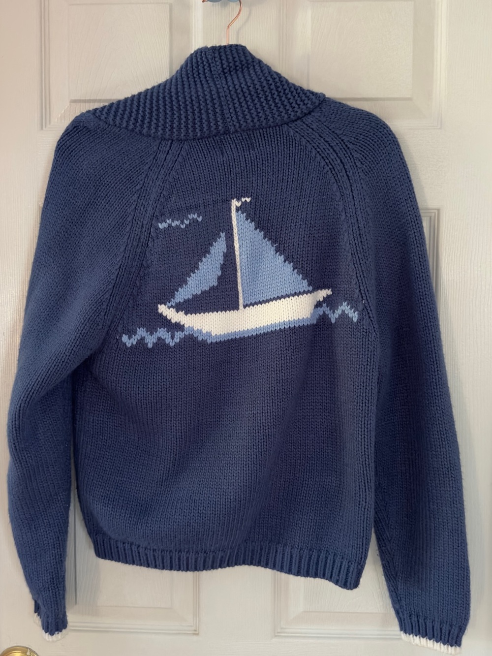 Navy Sailboat cardigan by Pink Pineapple